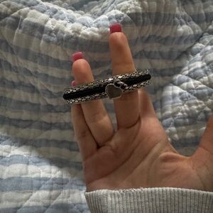 Black and Silver Heart Bracelet that holds rubberbands